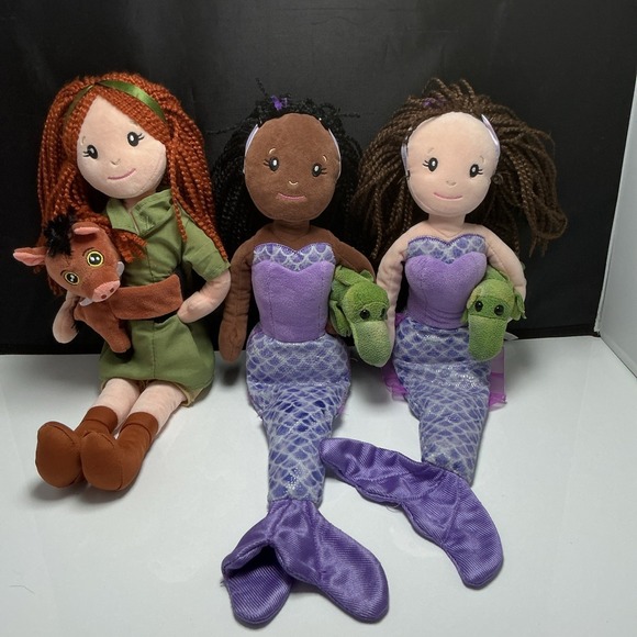 The Petting Zoo Other - Lot of 3 The Petting Zoo Plush Rag Dolls Mermaid Zookeeper 16" Stuffed Toys